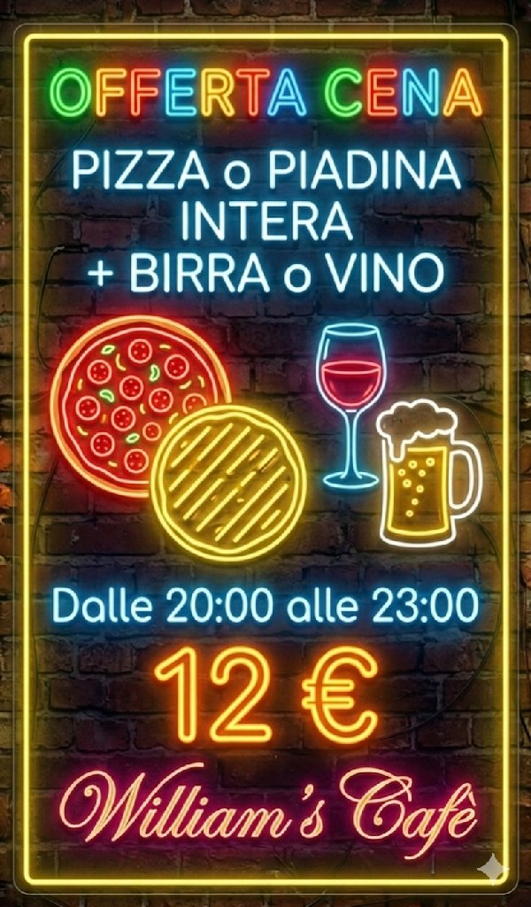 Offerta cena con birra o vino